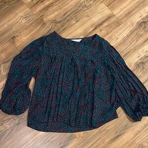 Nine West Teal and Burgundy Blouse